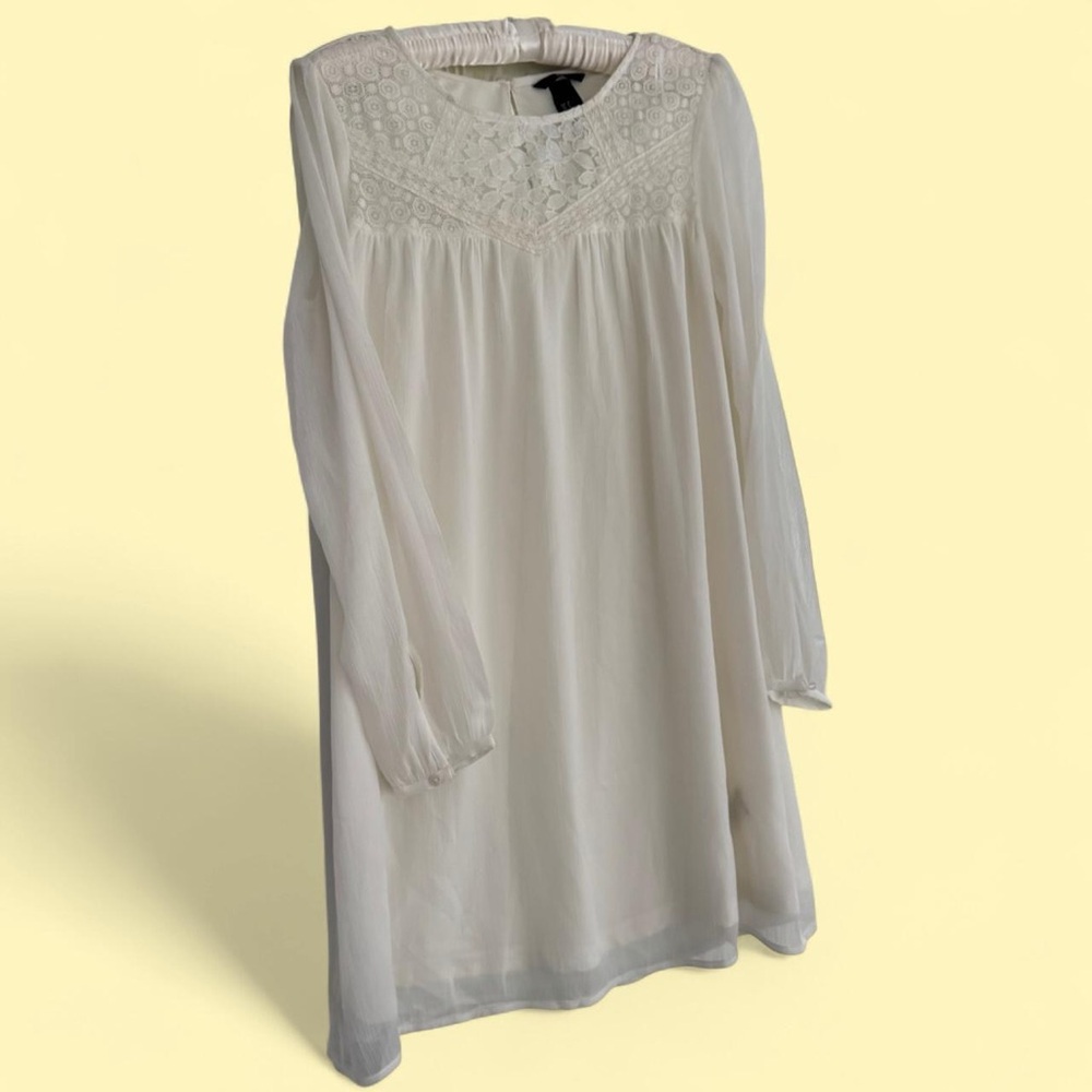 Cottage core White Lace Women's long sleeve dress